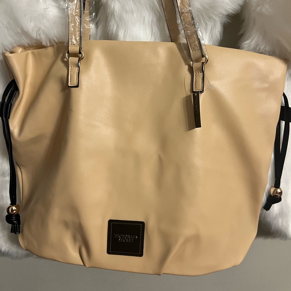 Victoria Secret Cinch Top Tote Beige NWT